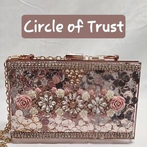 Handmade Pearl Chaos Clear Acrylic Clutch W/ Rose Gold Hardware -Circle Of Trust